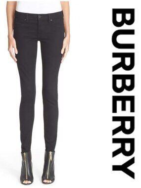 Burberry Black Skinny Jeans Womens Size 26 Low Rise Denim Zip Fly